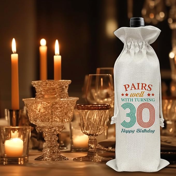 30th Birthday Gifts Wine Bag Congratulations Gifts for Women Men Parents Mom Dad Anniversary Favors 1994 with Time Information Wine Gift Bag
