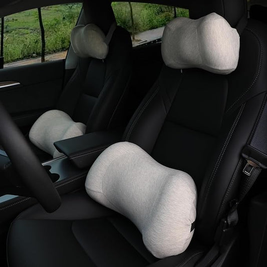 Car Back Cushion Lumbar Support and Car Neck Pillow Kit, Memory Foam Ergonomic Neck Pillow Kit for Driving Fatigue Relief, Comfort and Support Your Neck and Back