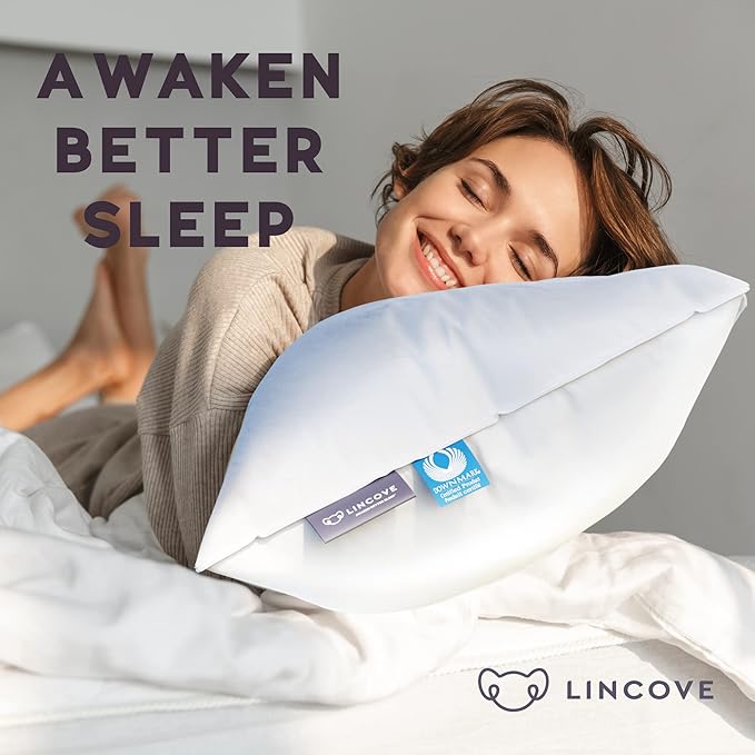 Lincove 100% European Down Venus Pillow – German Down 600 Fill Power, 400 Thread Count Shell, Made in Canada, | Luxe Collection, 20"x20"