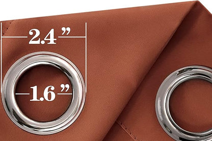 Mrs.Naturall 63 Inch Length Curtains 2 Panel Set,Blackout Terracotta Boho Curtains for Bedroom,Rust