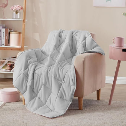 Weighted Blanket Kids (40"x60" 7lbs) Cooling Weighted Blanket for Sleeping, Throw Size Breathable Blanket with Premium Glass Bead(Stone Grey)