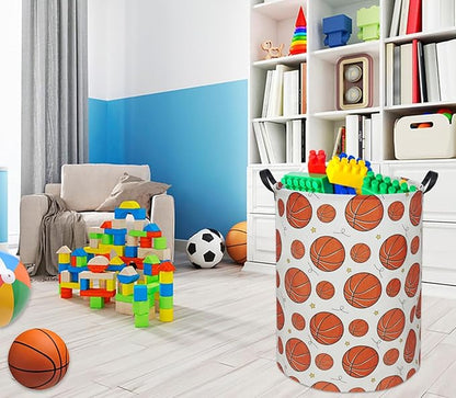 Basketball Kids Laundry Basket Baby Hamper Basketball Toy Storage Bin for Boys Room Decor Baby Nursery Hamper Gift Baskets for Bedroom Bathroom(Basketball)