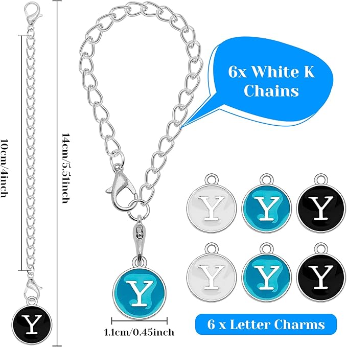 Letter Accessories for Stanley Cup,6PCS Initial Name ID Personalized Handle Personalized Handle Decor Set DIY Identification Handle Letter for Stanley Tumble (Y/White/Black/Blue)