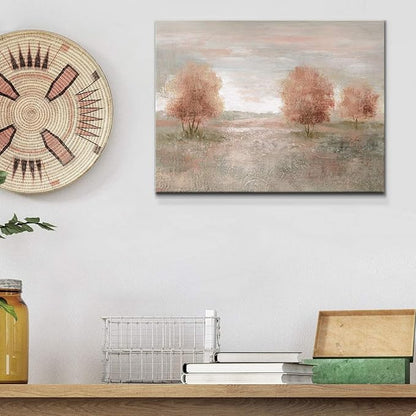 Renditions Gallery Canvas Nature Wall Art Modern Paintings Decorations Autumnal Peach Leaves Abstract Romantic Artwork Wall Hanging Prints for Bedroom Office Kitchen - 12"x18" LT33