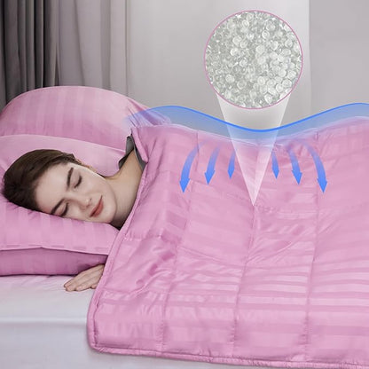 Weighted Blanket for Adult,25lbs Heavy Weighted Blanket 80"x87" Breathable Cooling Summer Blankets, Ultra Soft Cotton Comfort Throw Blanket with Glass Beads for All-Season (Pink)