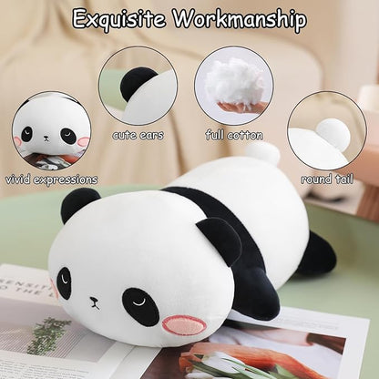 SQEQE Weighted Panda Plush, Weighted Panda Stuffed Animal for Anxiety, Cute Panda Plushies Soft Panda Bear Pillow Toy Gift for Kids Adults 9.8 Inch, 0.8 lbs