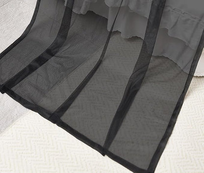 Akiky Bed Canopy Curtains for Girls Elegant Canopies Curtain Scarf with Light Great as Room Decor,Wedding decortion,Window Valance Curtain (Twin,Black)