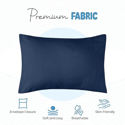 Utopia Bedding Toddler Pillow Cases - 2 Pack - Envelope Closure - Soft Brushed Microfiber Fabric - Shrinkage and Fade Resistant Pillow Covers 13 X 18 Inches (Toddler, Navy)