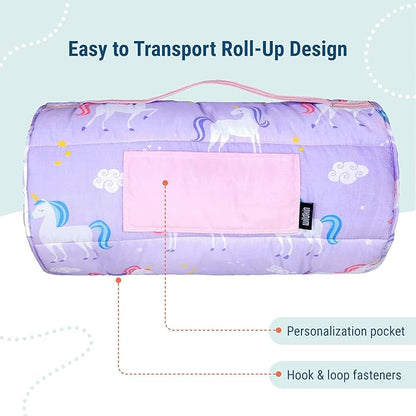 Wildkin Original Nap Mat with Reusable Pillow for Boys & Girls, Ideal for Sleepovers, Equipped with Hook & Loop Fastener, Made from Cotton Blend Materials - Nap Mat for Kids