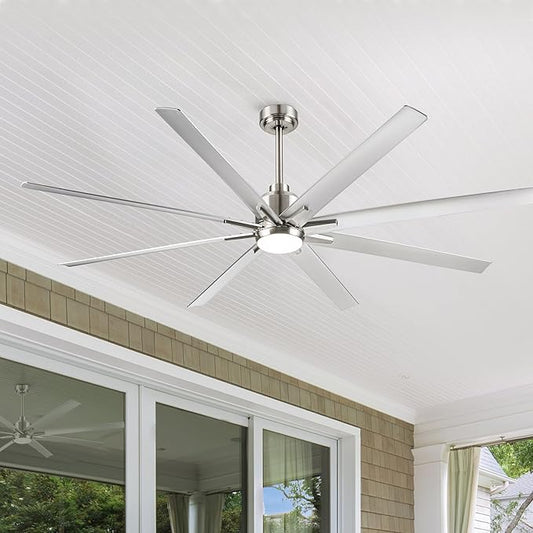 NicBex Ceiling Fan 72 Inch Indoor Modern Ceiling Fans with Integrated LED Light and Remote Control Ceiling Fan with 8 ABS Blades for Living Room, Bedroom, Silver