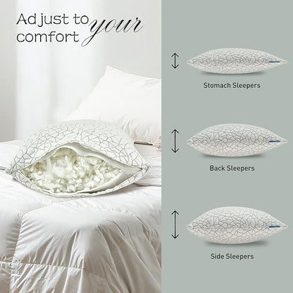 Shredded Memory Foam Pillow for Sleeping, Cooling Bed Pillows King Size, Adjustable Soft and Firm Pillows or Side, Back, Stomach Sleepers with Washable Removable Bed Pillow Cover