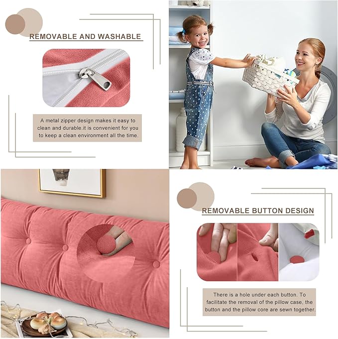 Large Triangular Headboard Pillows Long Backrest Positioning Support Bolster Cushion for Daybed Fluffy Quality Plush Body Wedge Pillow with Removable Cover(Wine Red -24x8x20in)