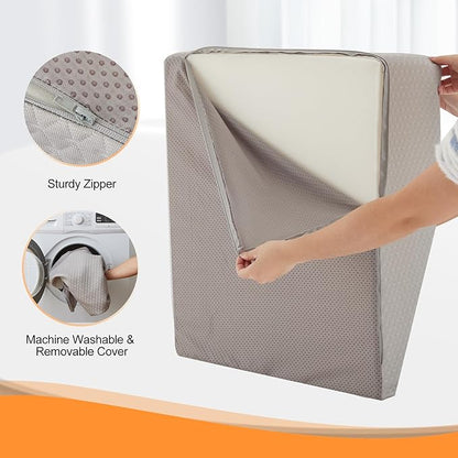 Leg Elevation Pillows for Sleeping, Memory Foam Wedge Pillow for Legs, Knee Wedge Pillow for After Surgery, Swelling, Back Pain and Circulation, Non-Slip Base, Removable Cover (10 Inch, Grey)