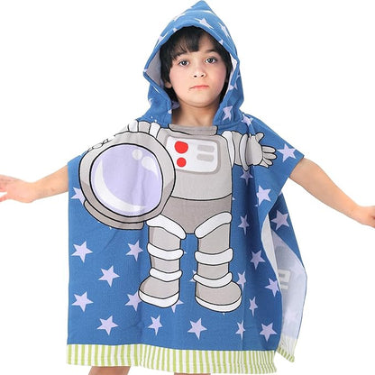 NovForth Kids Beach Towel for Boys Girls, Astronaut Hooded Bath Towel Wrap, Toddler Pool Towel with Hood