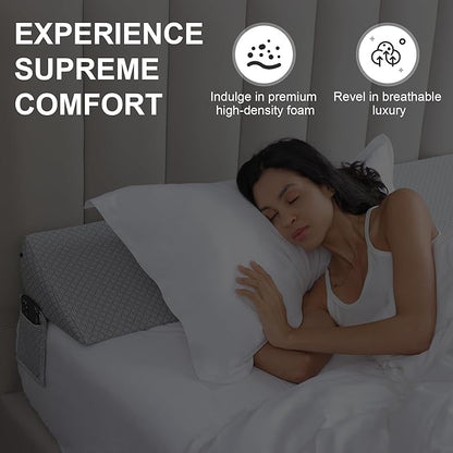 Queen Bed Wedge Pillow for Headboard,Foam Headboard Pillow Wedge,Bed Gap Filler Mattress Wedge,Mattress Gap Filler - Fill The Gap (0-8") Between Headboard and Mattress (Gray, 60"x10"x8")