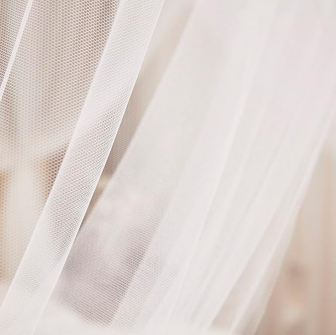 Mengersi Canopy Bed Curtains Bed Canopy with Lights for Girls, Bed Netting Unique Style 4 Door Mosquito Net for Adults Women Bedroom (White+Lights, California King)