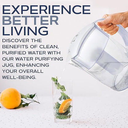 Purified Clean Crystal-Clear Water Filter Pitcher: Experience Enhanced Extraordinary Refreshing Hydration, Enjoying Convenience, Efficient and Quality You Deserve (White - 2.4 LTS)