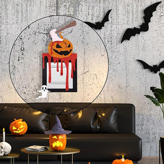 Creative Halloween Switch Decals Evil Eye Pumpkin Door Frame Wall Decals Decorative Art Murals Black Cat Devil Switch Sticker for Halloween Living Room Bedroom Bathroom Kitchen Light Switch Decor