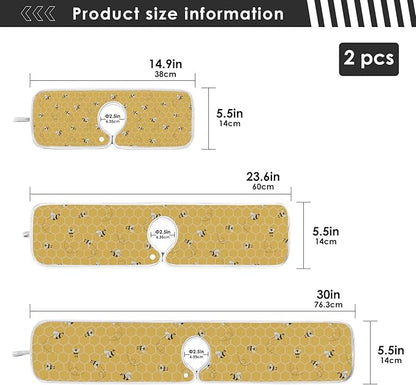 Kitchen Faucet Absorbent Mat,Bees Honey Honeycombs Water Splash Guard for Sink, Faucet Drip Catcher Thicken Sponge Microfiber Faucet Water Catcher Mat Sink Absorbent Mat for Kitchen 14x5in 2 Pack