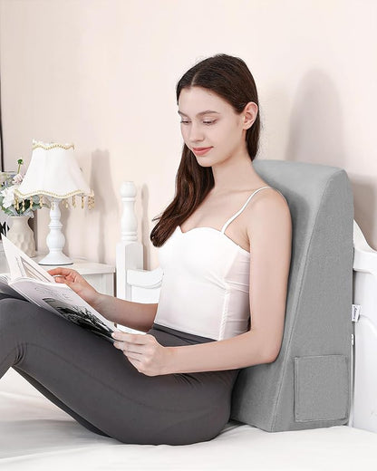 Bed Wedge Pillow for Sleeping, 7.5 Inch Triangle Pillow Wedge for After Surgery, Memory Foam Top Wedge Pillow for Anti-snoring Acid Reflux Gerd with Machine Washable Plush Cover
