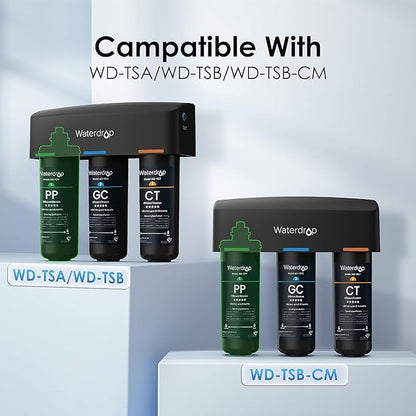 Waterdrop WD-10PP Under Sink Water Filter, Replacement for Waterdrop TSA & TSB &TSB-CM 3-stage Under Sink Water Filter System