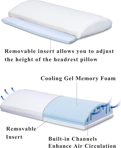 InteVision Extra Large Bed Wedge Pillow (33 x 30.5 x 12 inch) and Headrest Pillow in One Package - Helps Relief from Acid Reflux, Post Surgery, Snoring - Egyptian Cotton Cover - 2 inch Memory Foam Top