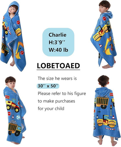 Kids Hooded Beach Bath Towel, Baby Surf Poncho Toddlers Soft Real Cotton Wrap Hooded Towels for Kids Boy Girl