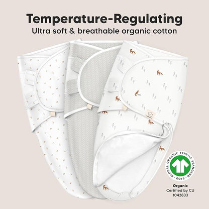 Baby Swaddle Sleep Sacks with Zipper - 3-Pack Newborn Swaddle Sack, Baby Swaddles Sleep Sack 0-3 Months, Wearable Blanket Baby, Baby Swaddle Blanket Wrap, Swaddle Sack, Easy Change Swaddle (Forest)