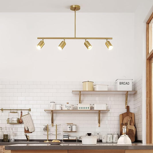 Globe Electric 64000094 35" 4-Light Adjustable Height Track Lighting, Matte Brass, Pivot Shades, Ceiling Lamp for Bedroom, Kitchen, Hallway, Bathroom, Den, Dining Room, Home Décor