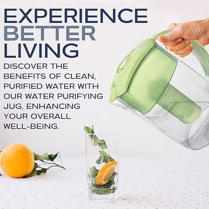 Purified Clean Crystal-Clear Water Filter Pitcher: Experience Enhanced Extraordinary Refreshing Hydration, Enjoying Convenience, Efficient and Quality You Deserve (Green - 2.4 LTS)
