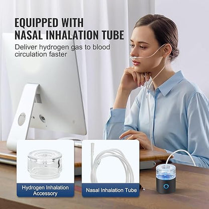 VEVOR Hydrogen Water Bottle, Hydrogen Water Bottle Generator up to 4500 ppb, 230ml Portable Hydrogen Water Machine, SPE Technology hydrogen water generator with Nasal Inhalation Tube and Self-Cleaning