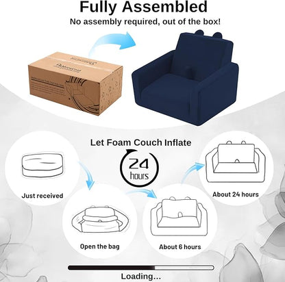 MeMoreCool Folding Toddler Chair, Cmofy Plush Fold Out Kids Couch Sofa, Convertible Kid Sofa Bed, Flip Out Baby Recliner for Toddlers 1-3 Girls Boys