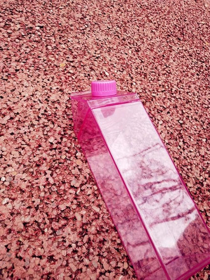 Jinberry 750ml/25Oz Cute Milk Carton Water Bottle Portable Drinkware for Outdoor Climbing Tour or Camping