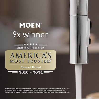 Moen Haelyn Chrome Single-Handle Pull-Down Sprayer Kitchen Faucet Featuring Power Boost for a Faster Clean, Soap Dispenser Included, 87627