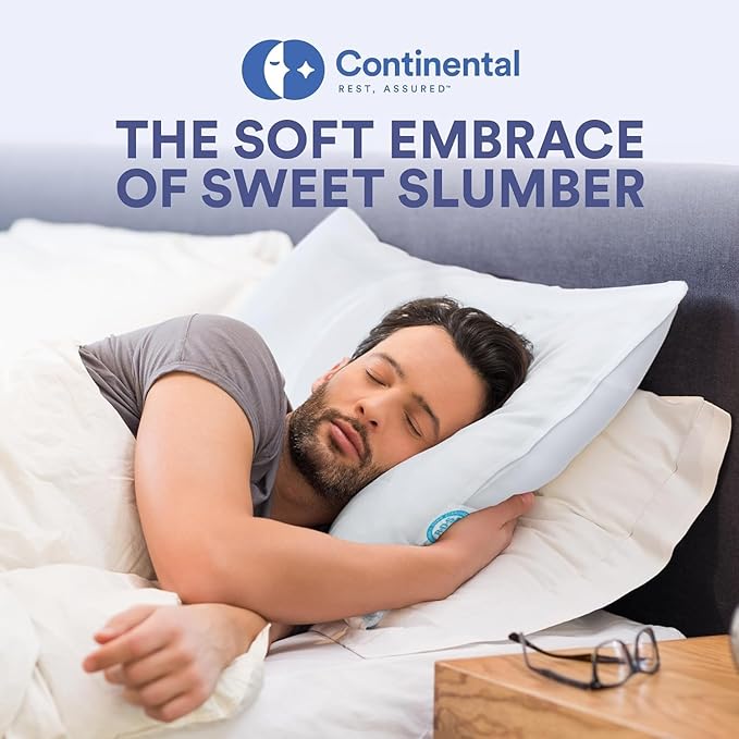 Continental Bedding Medium King Set of 2 100% White Down Pillows 30 Ounce 550FP Hotel Down Pillows for Supporting Back Side and Stomach Sleepers