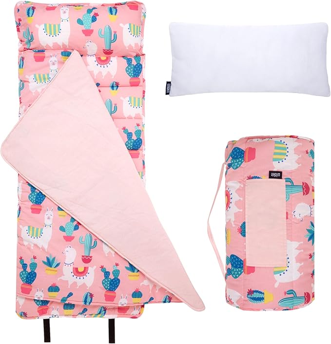 Wildkin Original Nap Mat with Reusable Pillow for Boys & Girls, Ideal for Sleepovers, Equipped with Hook & Loop Fastener, Made from Cotton Blend Materials - Nap Mat for Kids
