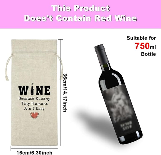 Thank You Gift for Mother Women Wine Bag Wine Gift Bag Mother's Day Appreciation Gift for Mom To Be New Mommy Birthday Thanksgiving Christmas Gift for Her Godmother Mother in Law Burlap Wine Wrap Bag