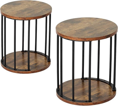 HDANI Wooden Stool Set of 2 for Kids,Adults,300lbs Load Capacity Garden Round Wood Stool,Non-Slip Small Step Stool for Plant Stand,Kitchen,Bathroom and Bedroom,Brown