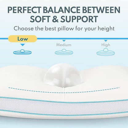Bed Pillows Queen Size - Premium Luxury Hotel Quality Cooling Bed Pillows for Sleeping,Soft Fluffy & Memory Foam Filling,Support Loft Gusseted Bed Pillows for Side and Back Sleepers (Low)
