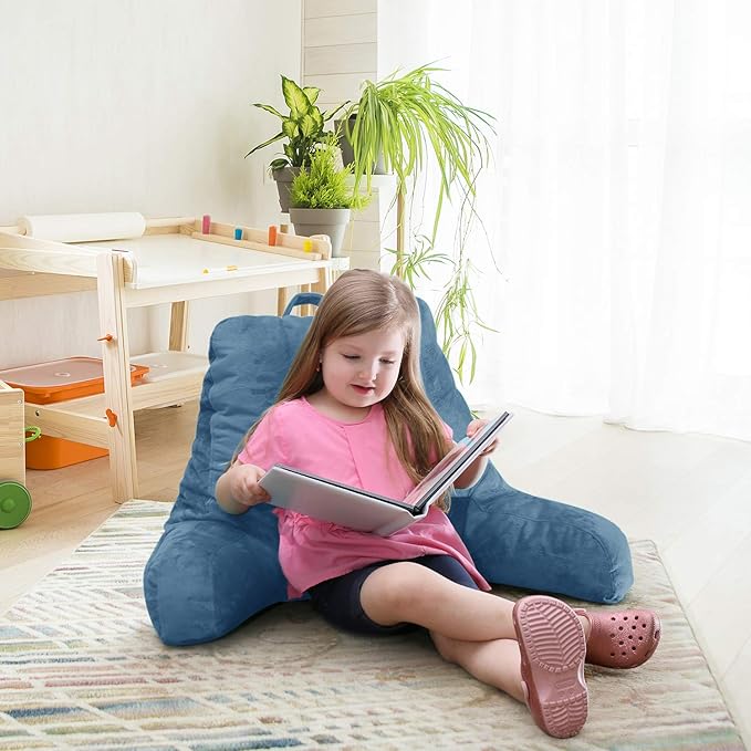 Nestl Reading Pillow Standard Bed Pillow, Back Pillow for Sitting in Bed Shredded Memory Foam Chair Pillow Reading & Bed Rest Pillows Blue Heaven Back Pillow for Bed, Bed Chair Arm Pillow with Pockets