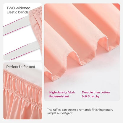 RIMELA Bed Skirt Queen Size 18 Inch Drop, Wrap Around Elastic Bedskirt Solid Microfiber Luxury Hotel Quality Fabric, Easy to Install Machine Washable Wrinkle & Fade Resistant, Coral