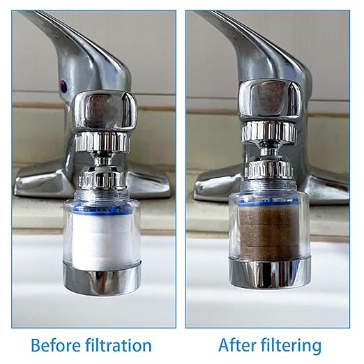 Silver Kitchen Sink Faucet Filter | Rotating Sink Faucet Water Purifier | Bathroom Sink Water Filter Faucet, 360-degree Rotation Multipurpose Water Filtering Device for Water Filtration and Softeners