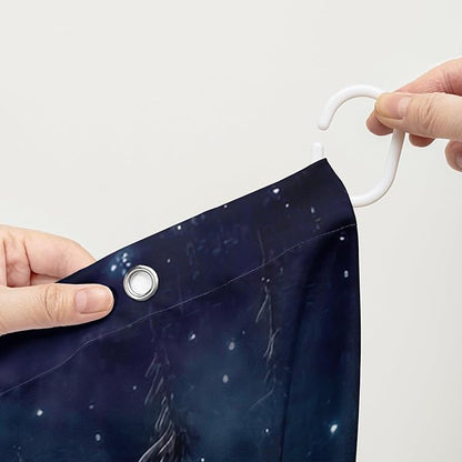 AILONEN Boys Snow Wolf Shower Curtain for Bathroom Decor,3D Night Galaxy Starry Wolf Decor Bath Curtain 60" W*72" H Polyester Fabric Waterproof Bathroom Curtain with 12 Hooks