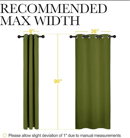 NICETOWN Patio Glass Door Christmas Panels, Blackout Curtains for Bedroom/Living Room, Privacy Panel Drapes for Dining Room and Guest Room (Olive Green, 42 inches Wide x 90 inches Long, 1 Pair)