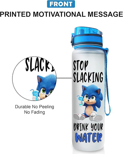 Funny Character Water Bottle with Time Marker, 32oz Motivational Water Bottle for Fitness Gym Outdoor