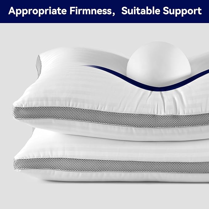 SLEEP ZONE Bed Pillows for Sleeping, King Size Set of 2, Sandwich Mesh with Breathable Sides, Premium Soft Pillows for Back, Stomach or Side Sleepers