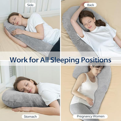 Body Pillows for Adults with Shredded Memory Foam, 65 inches Long Side Sleeper Pillow Full Body Pregnancy Pillows for Sleeping with Washable Pillowcase for Back, Hip, Knee, and Leg Relief