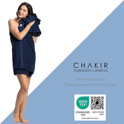 Chakir Turkish Linens | Hotel & Spa Quality 100% Cotton Premium Turkish Towels | Soft & Absorbent (4-Piece Washcloths, Navy)