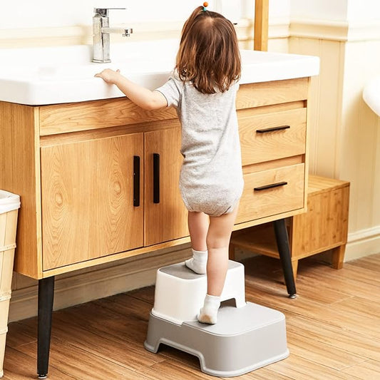 Toddler Step Stool for Bathroom,Kids Step Stool for Potty Training,Toilet Stool, Slip Resistant (Pink, 2 Packs)