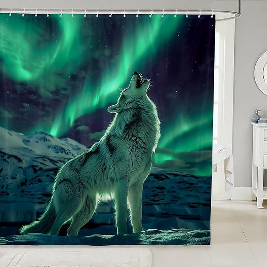 Feelyou Wolf Bath Curtain Wolves Howling Shower Curtain for Boys Girls Wolf Life Bathroom Shower Curtain Set Animal Wolves Kids Bathroom Accessories Boys Wolf 72"x84"